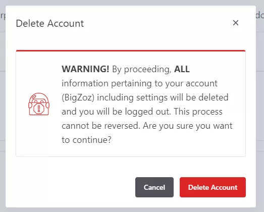 Delete Account Confirmation