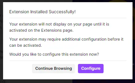 Extension Ask To Configure Configure Popup