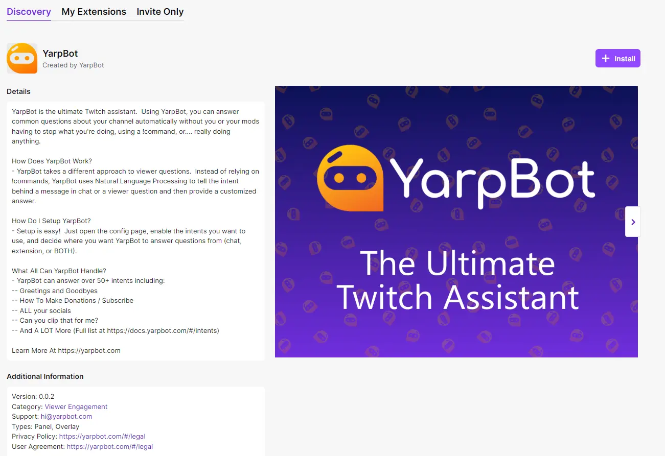 Extension Listing Page